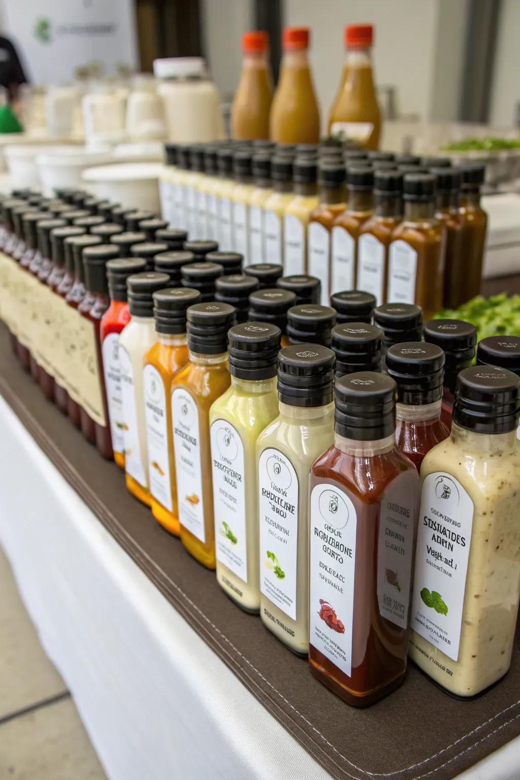 An array of dressings to enhance your salad creation.