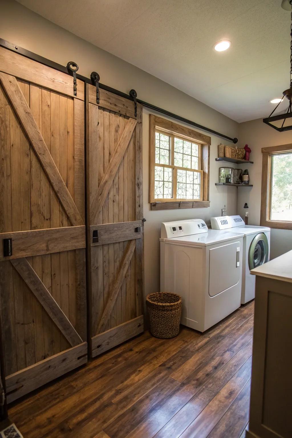 Barn doors add character and hide appliances with style.