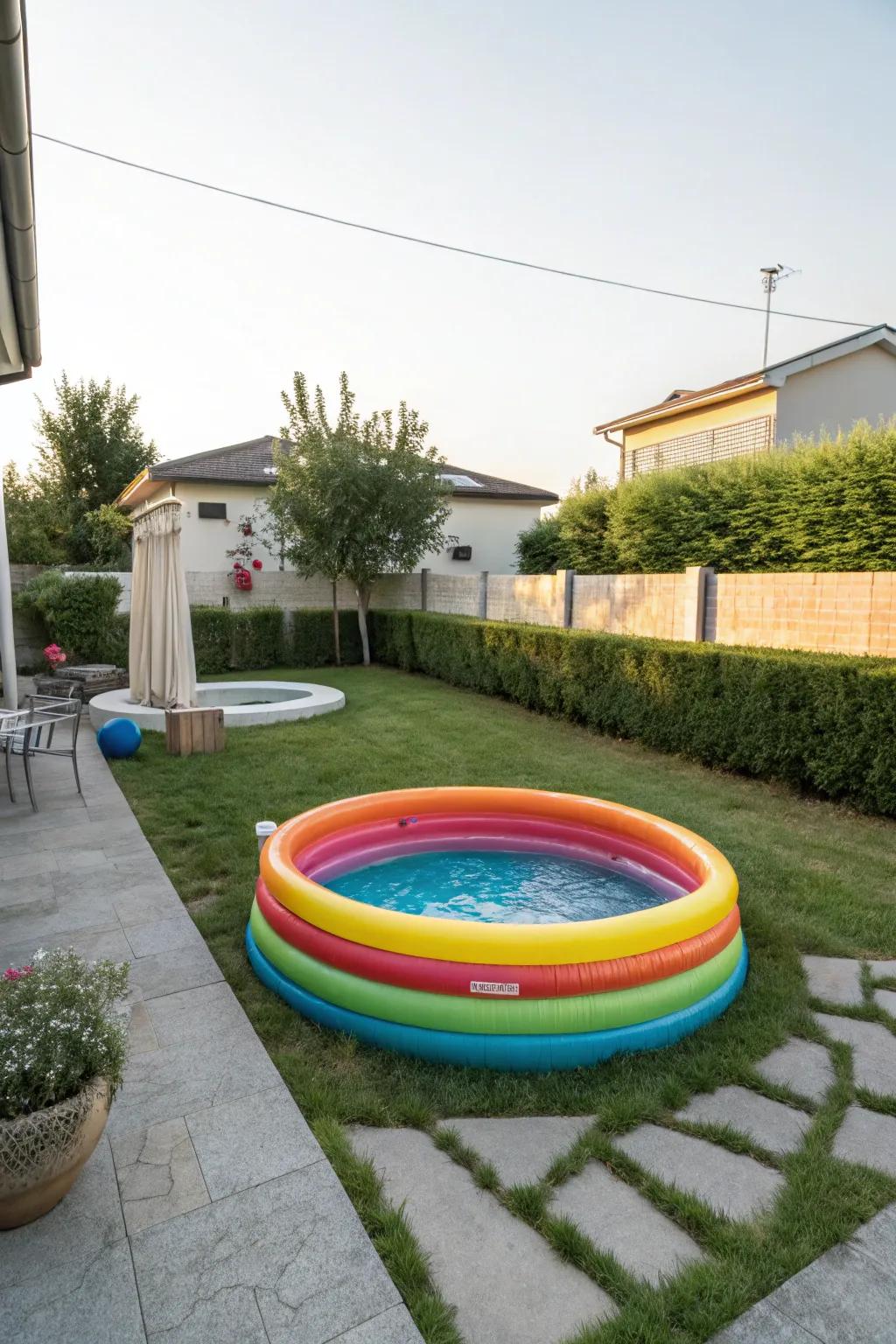 A vibrant pool that brings a splash of color to your outdoor space.