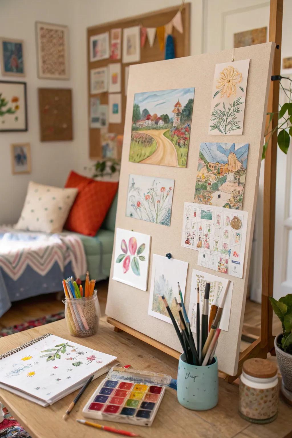 Express your creativity with a board full of art and sketches.