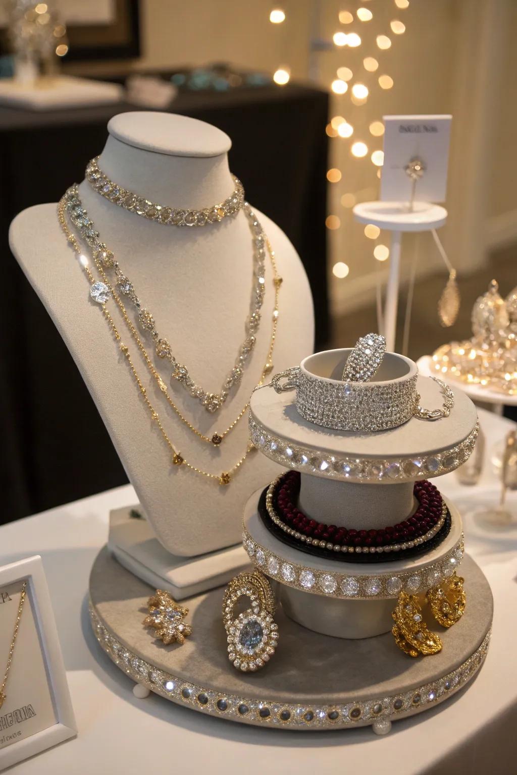 Space-efficient tiered jewelry stand