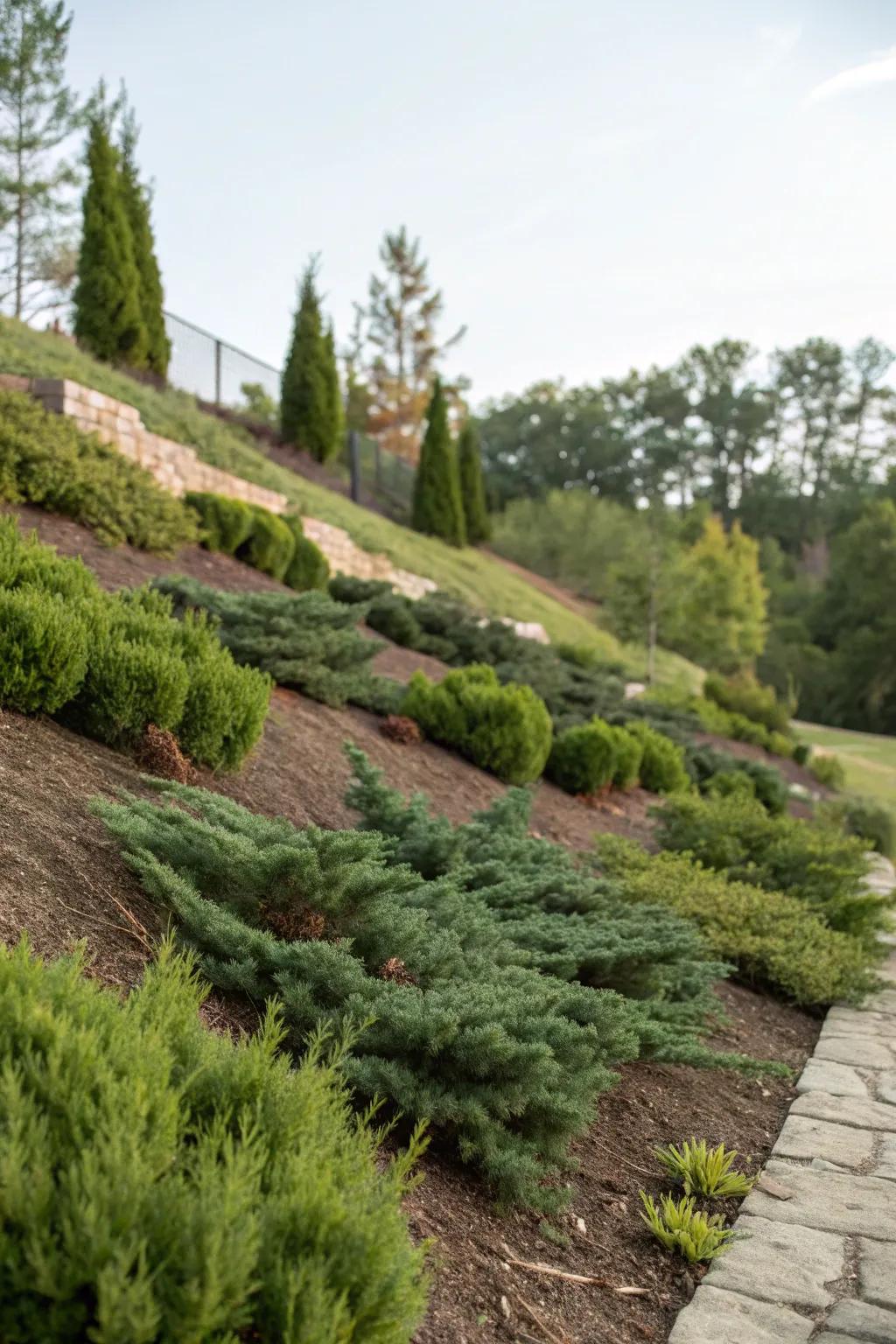 Low-growing junipers as a lush solution for slopes