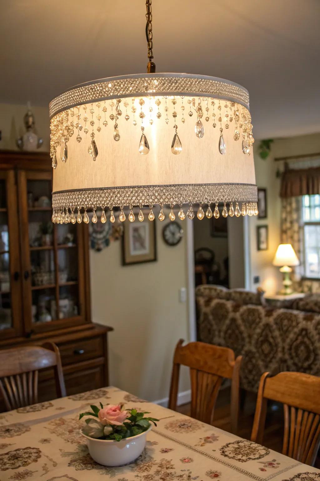 Add a touch of glamour with beaded trim on your lampshade.