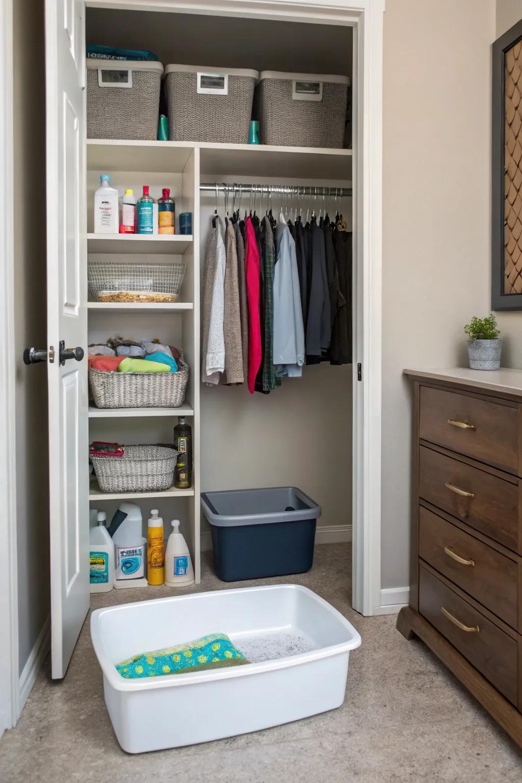 Utilize smart shelving for convenient storage.