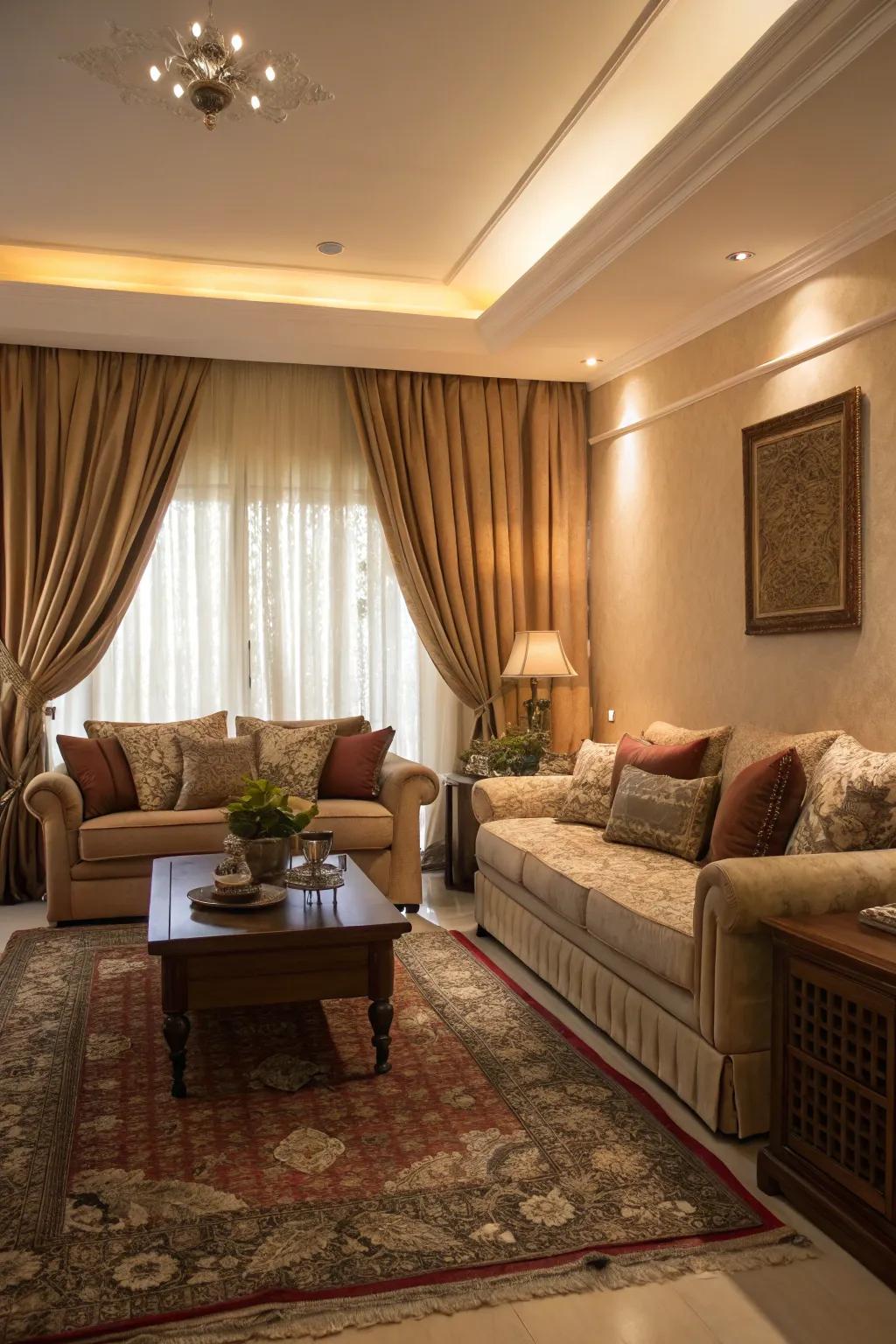 Matching curtains with other decor elements brings harmony to your living space.