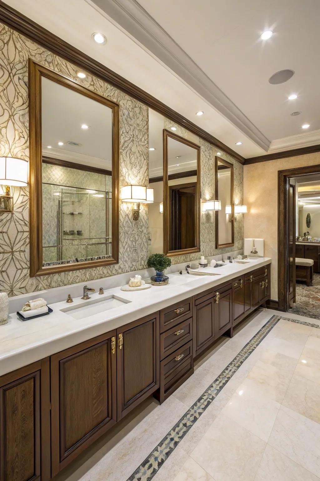 Double vanities provide ample space and luxury.