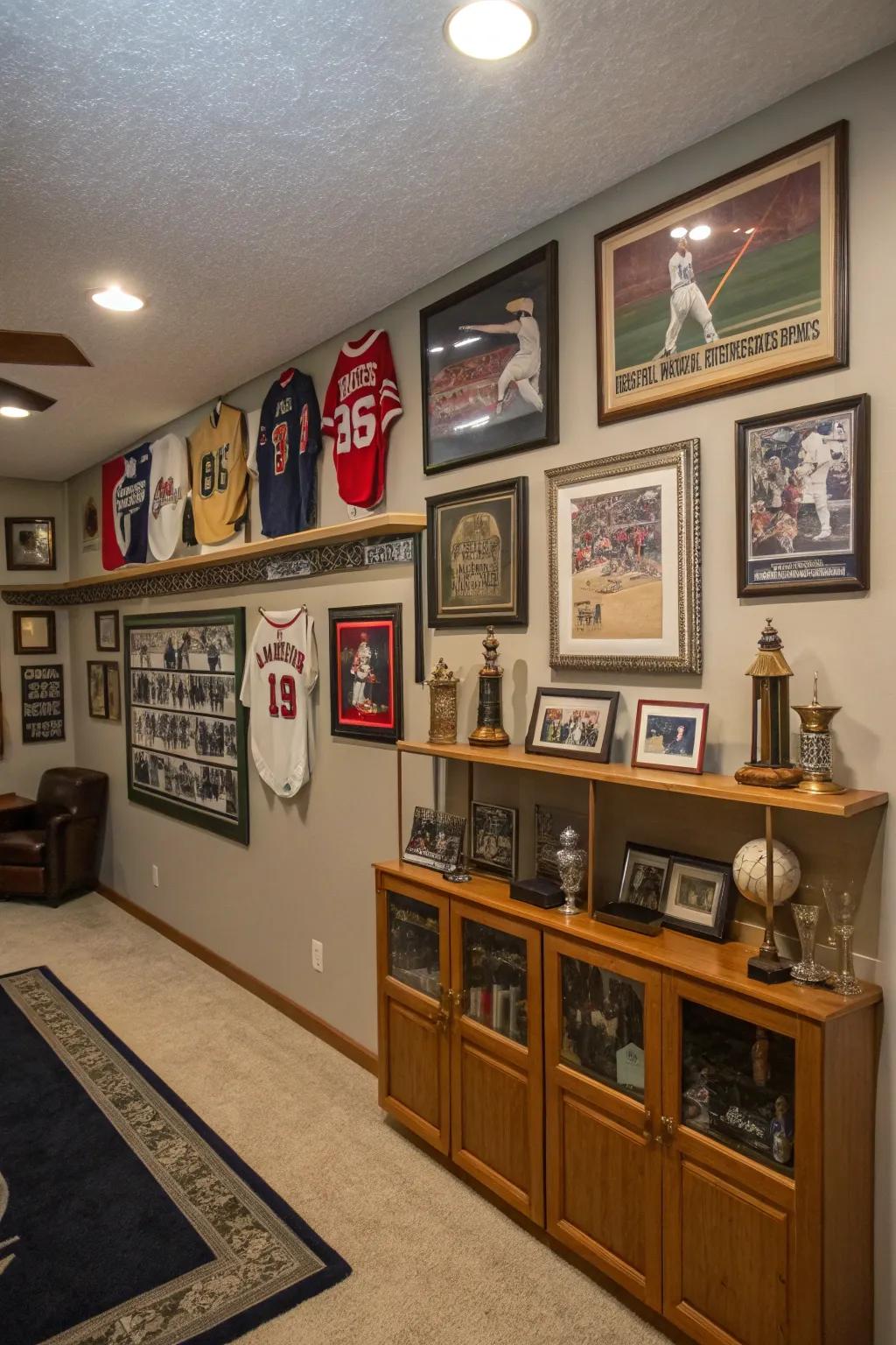 Thematic decor adds personal touches to the man cave.