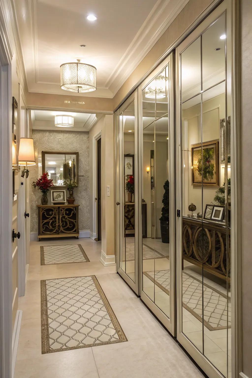 Add chicness to your entryway with mirrored panels.