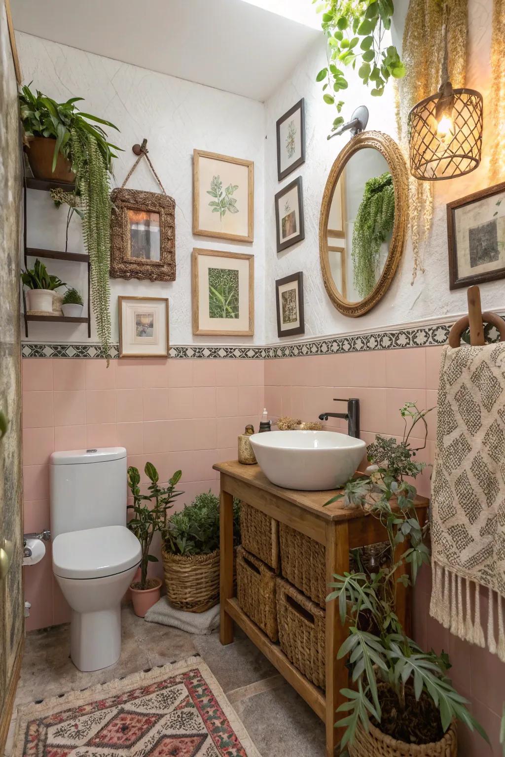 Eclectic touches that add character to any bathroom.