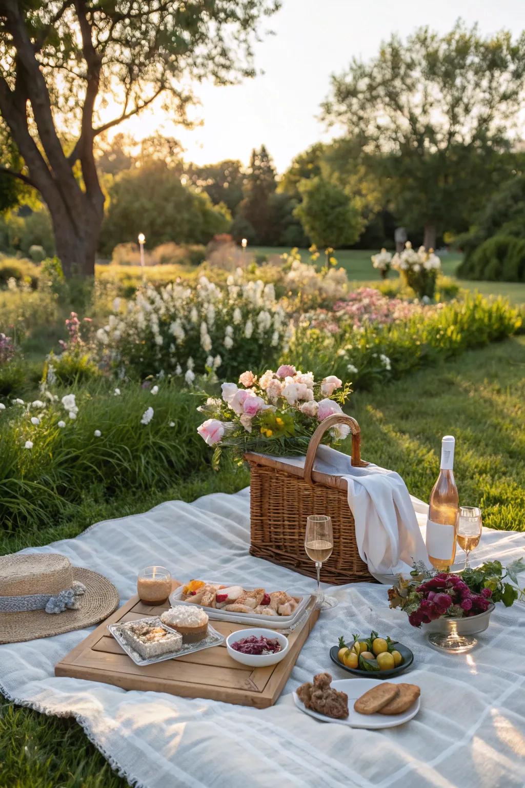 A relaxed and chic picnic perfect for intimate conversations.