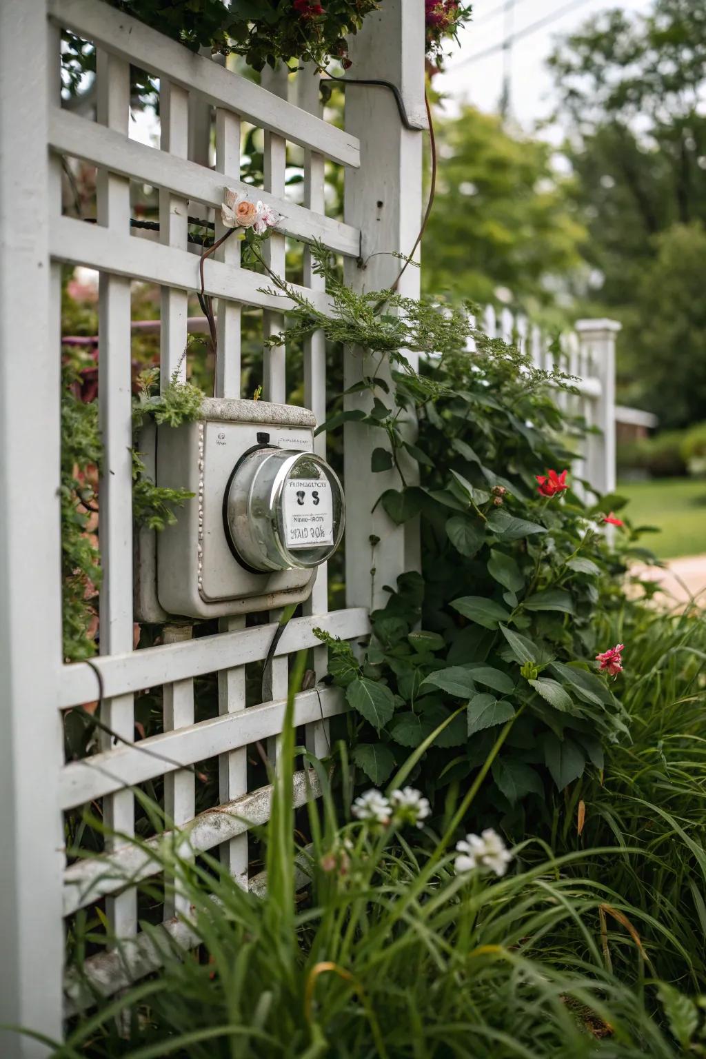 Lattice panels provide a decorative yet practical solution.