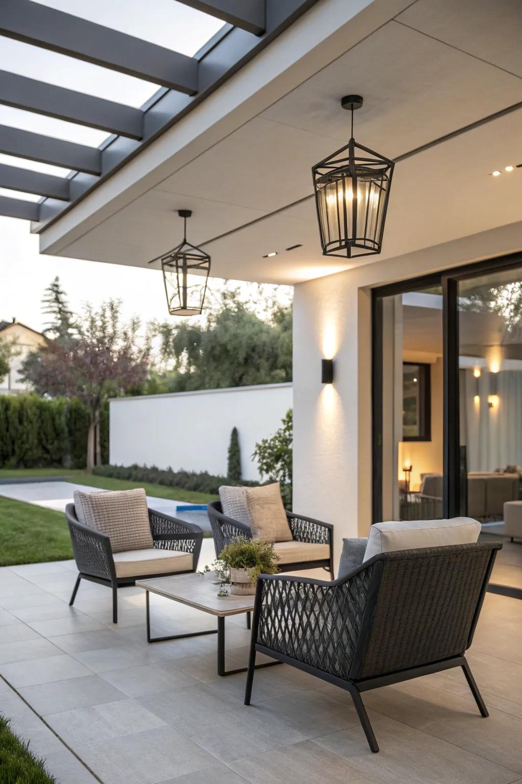 Modern fixtures provide a sleek and contemporary feel to your patio.