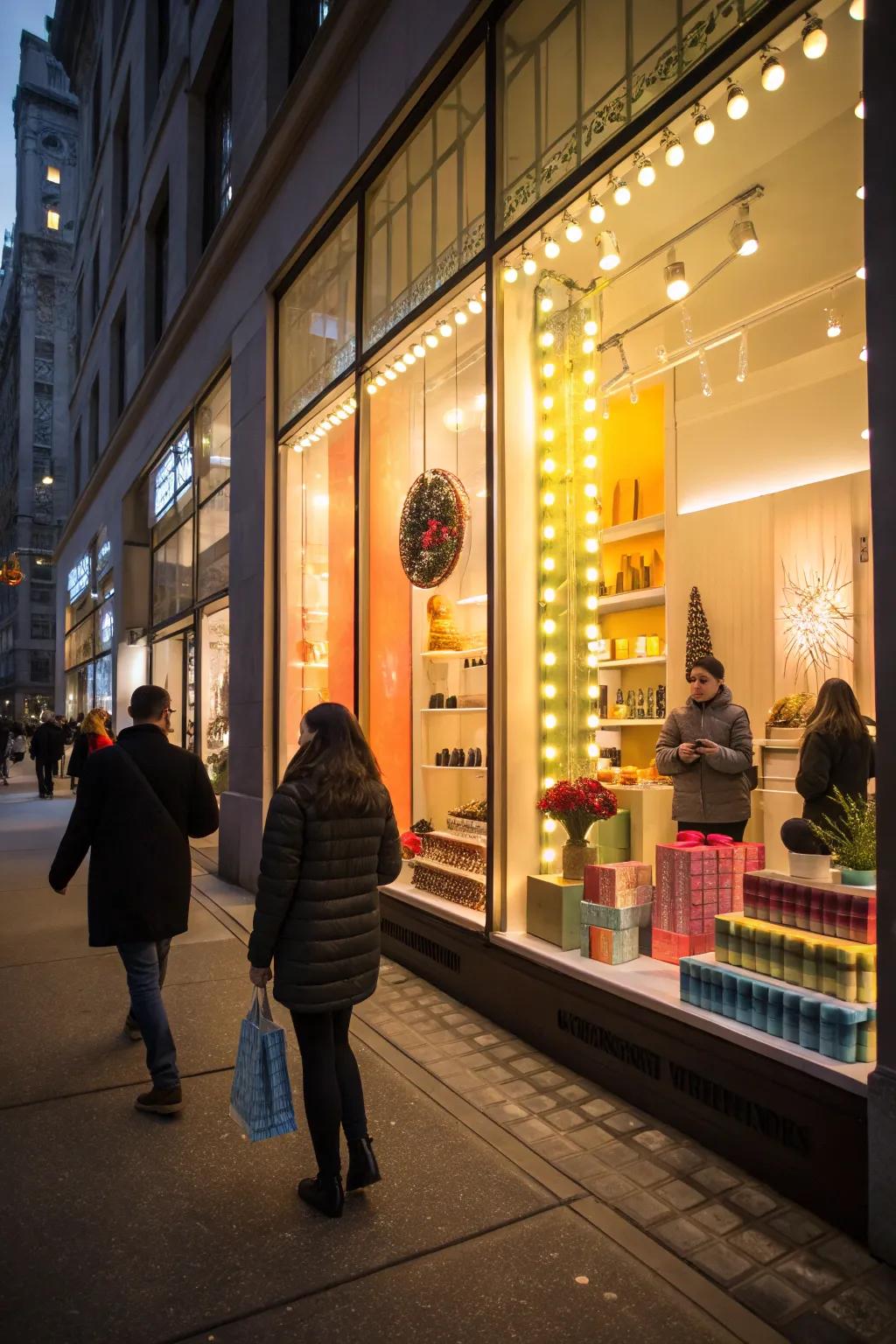 An eye-catching window display lit to perfection.