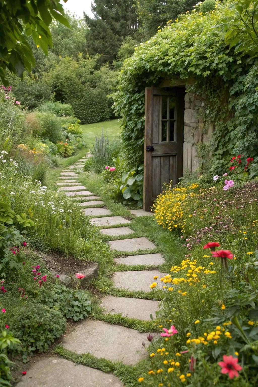 A whimsical path invites you to explore the secret garden beyond.