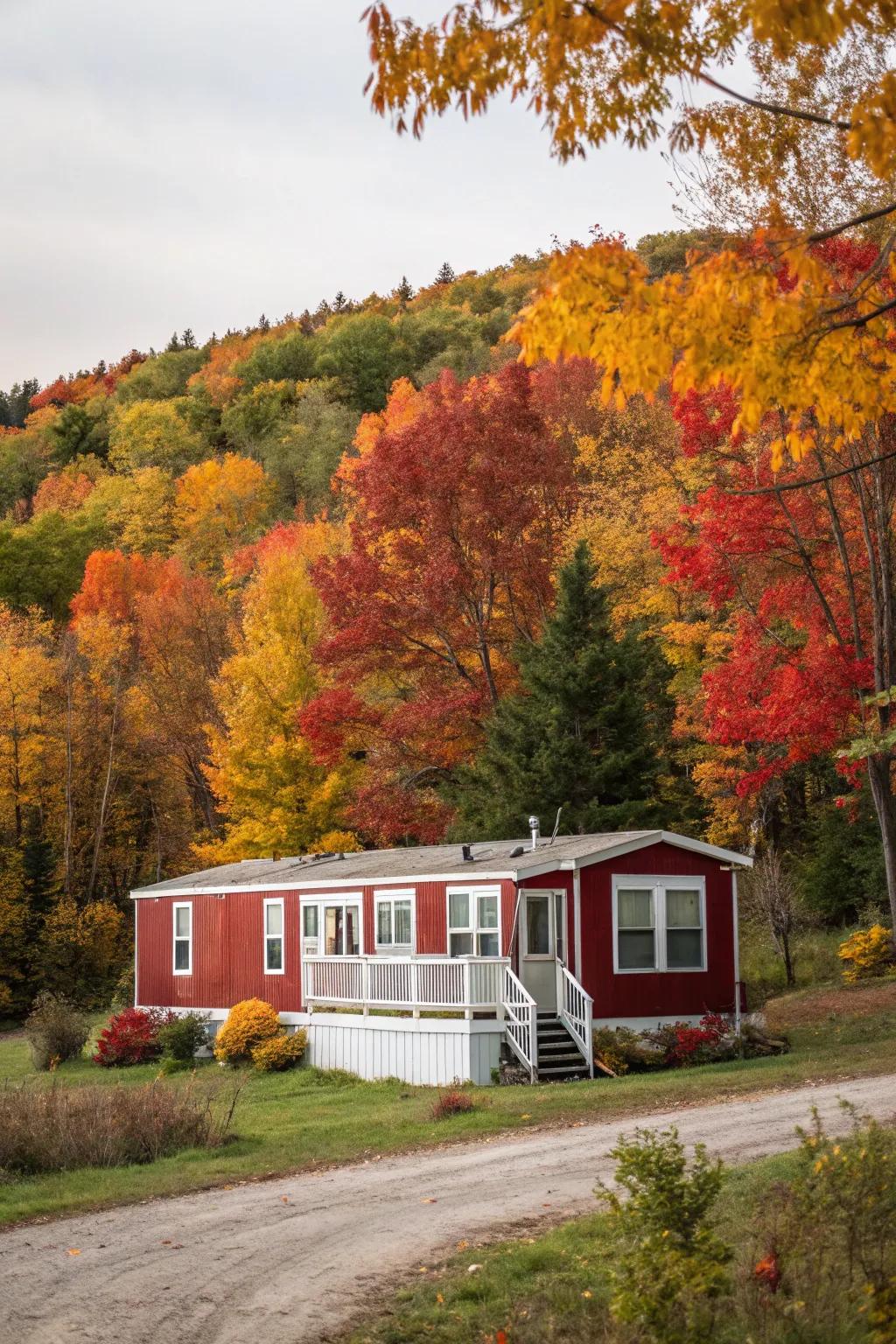 Barn red infuses rustic charm into your mobile home's exterior.