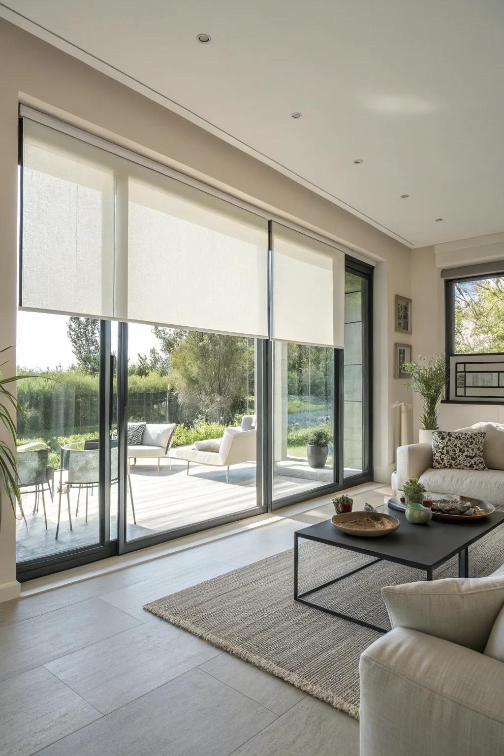 Roller shades offer a sleek, modern look.