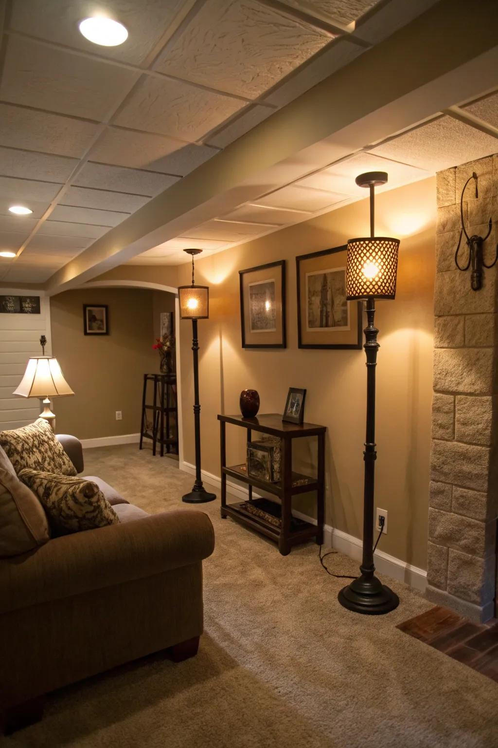 Smart lighting can transform the ambiance of your basement.