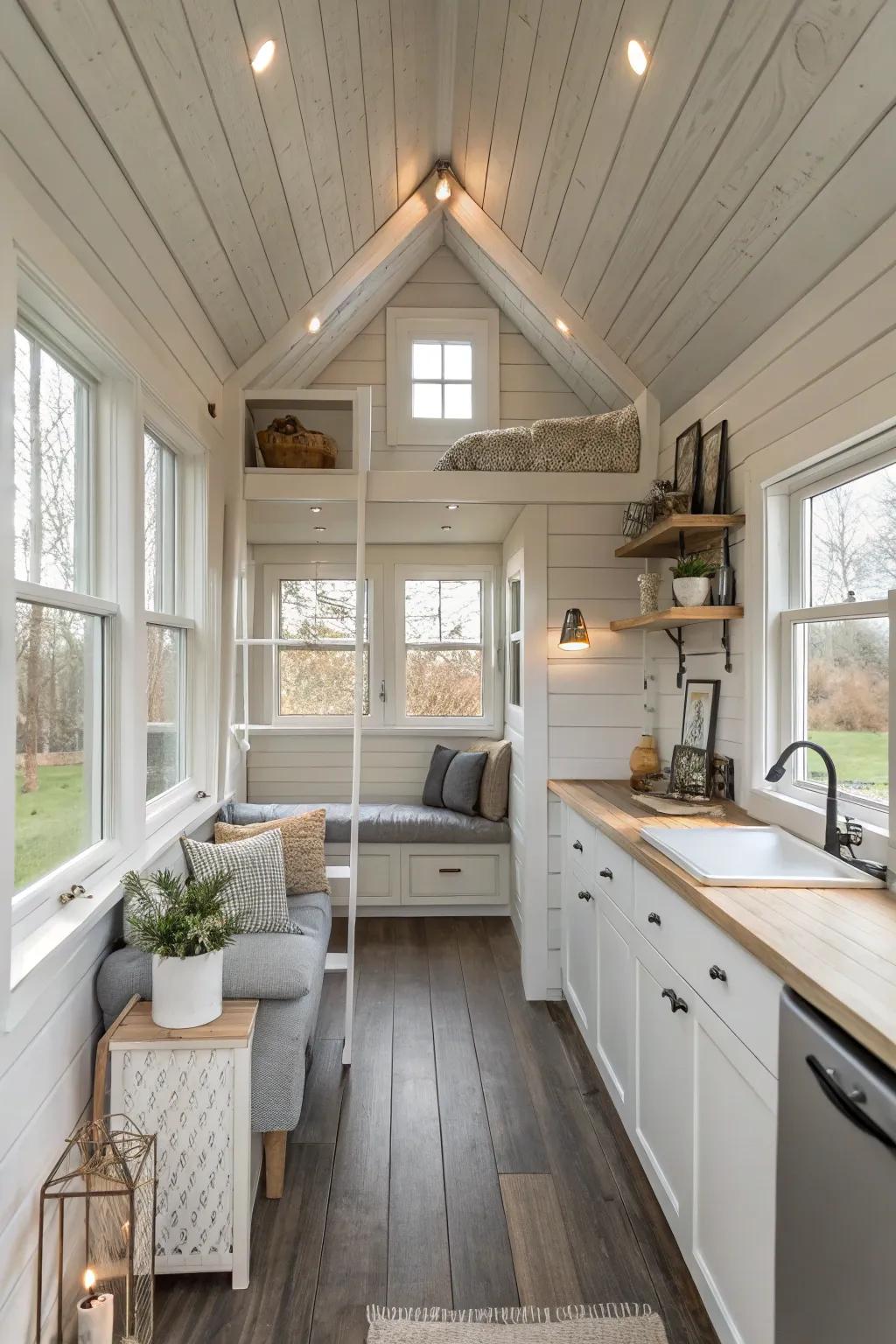 Bright and neutral colors open up the loft space.