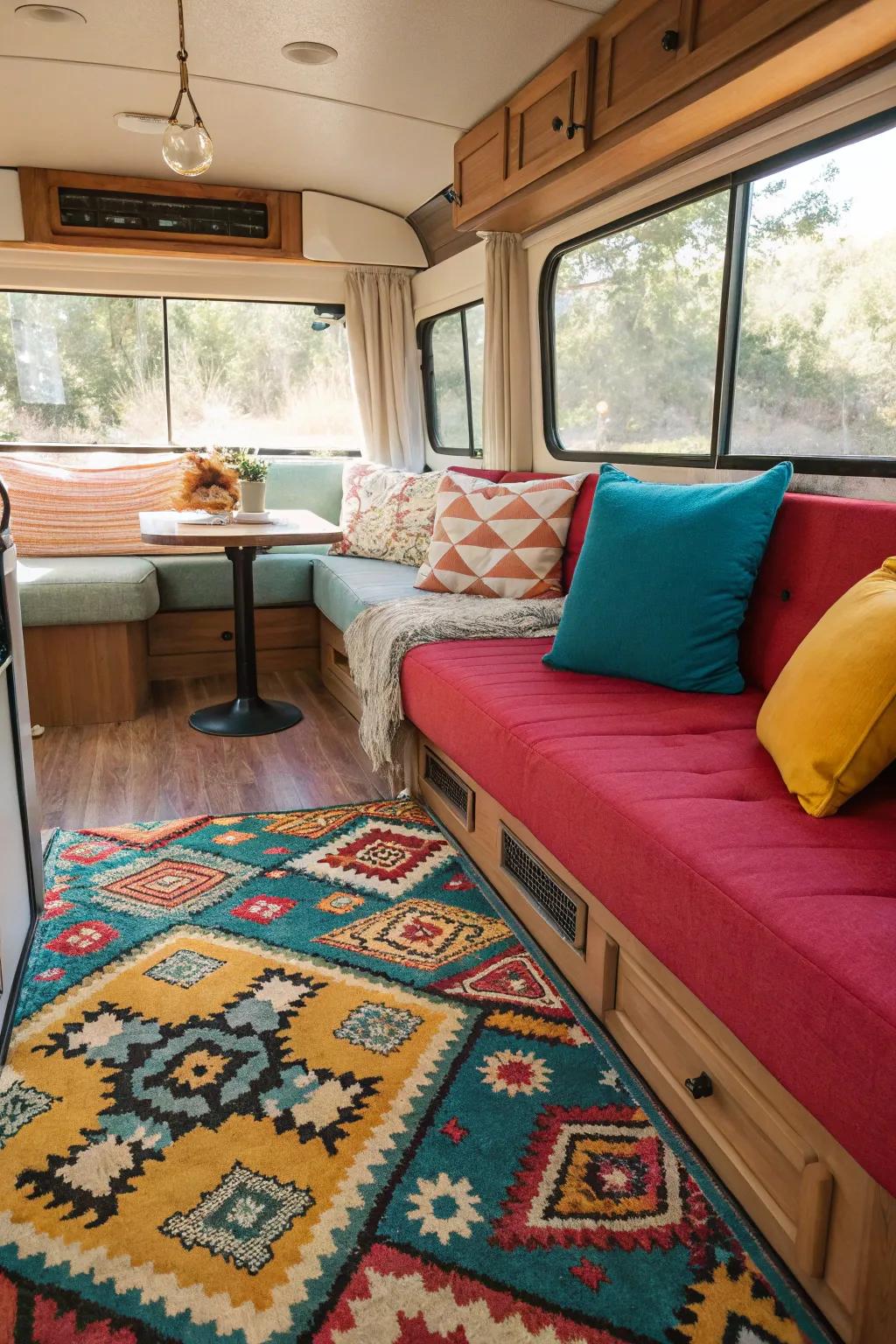 Bold colors and patterns can transform your RV into a vibrant space.