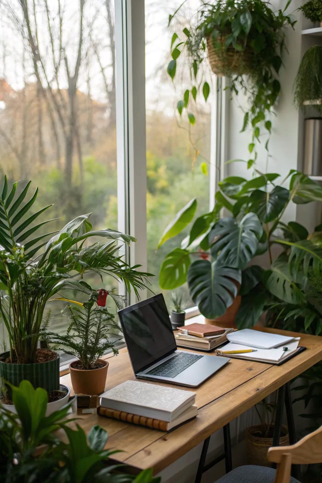 Plants invigorate your workspace with freshness and tranquility.