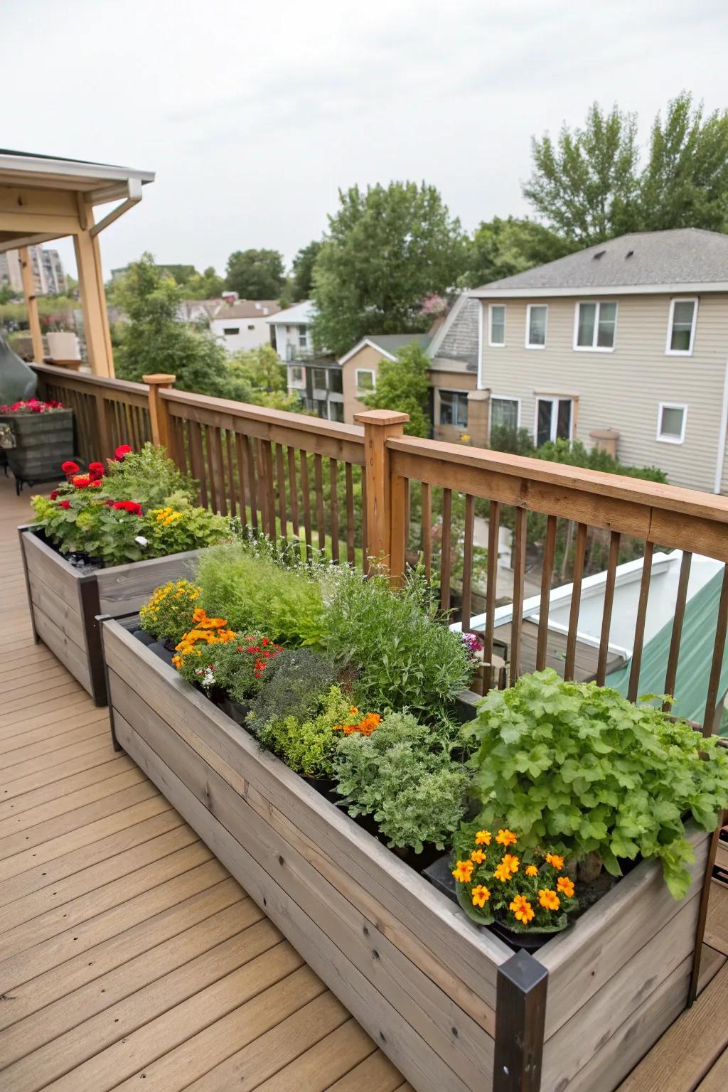 Planter boxes bring greenery directly to your deck space.