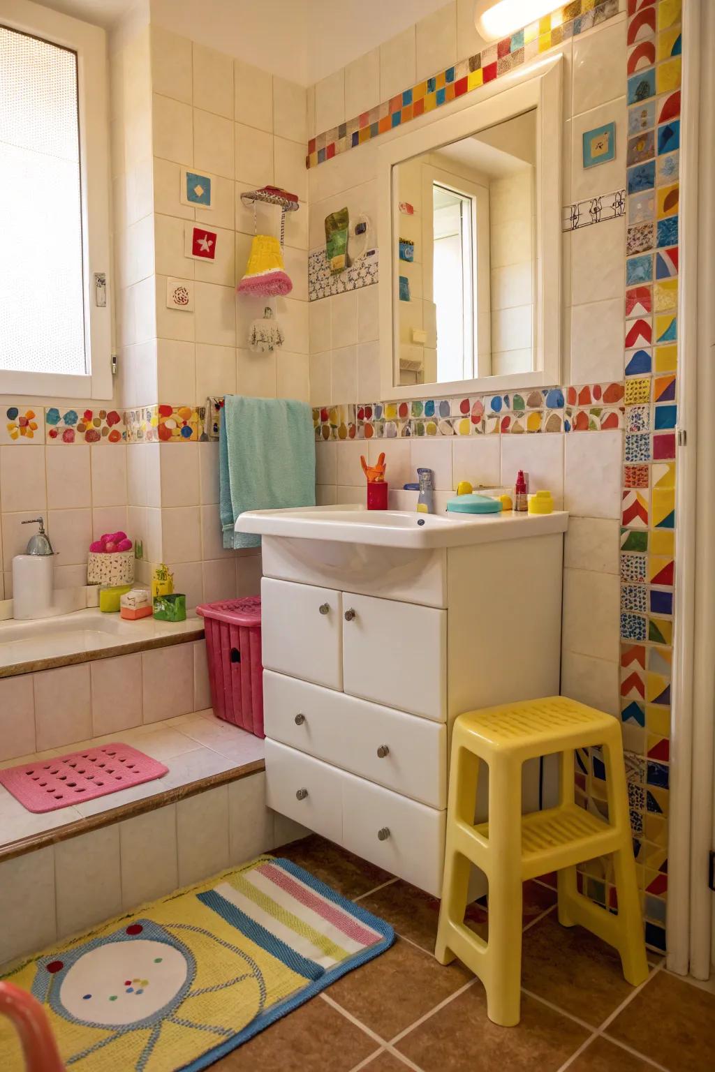 Child-friendly features make the bathroom enjoyable for all ages.