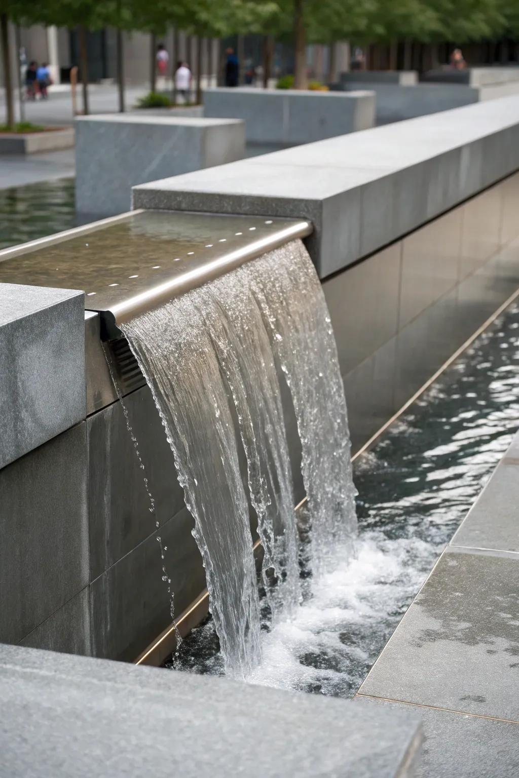 Simplicity and elegance with a modern minimalist waterfall.