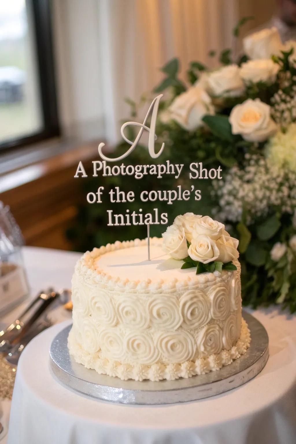 A wedding cake with a personalized topper for a unique touch.