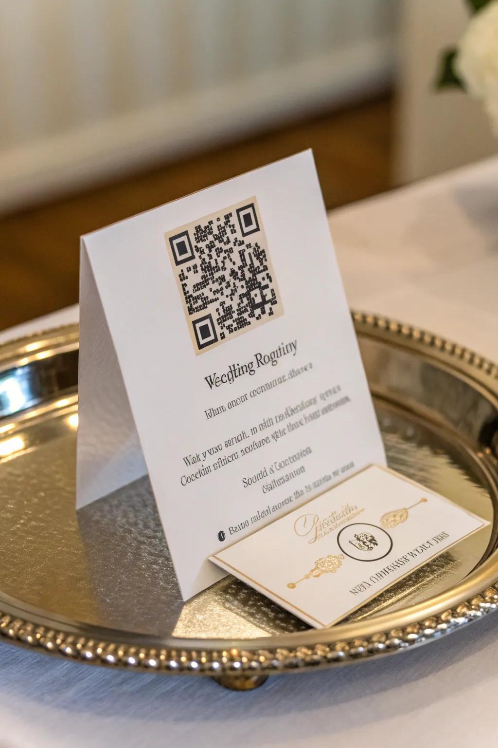 A modern registry card with a convenient QR code for guests.