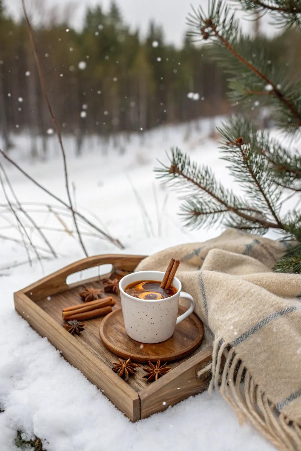 Warm mulled cider is a festive picnic delight.