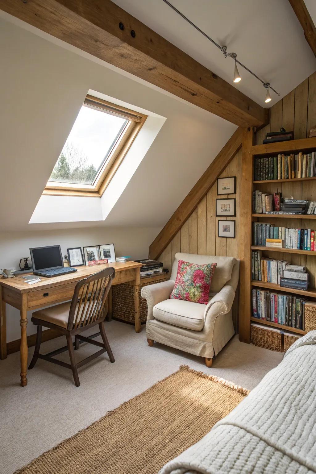 Design a multifunctional space to meet various needs in your attic.