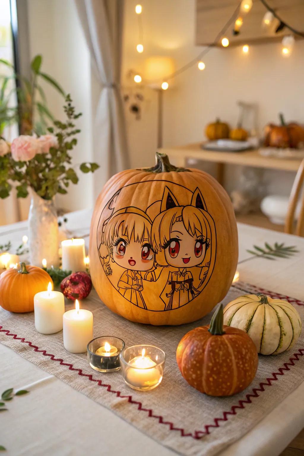 Add charm to your decor with chibi anime character pumpkins.