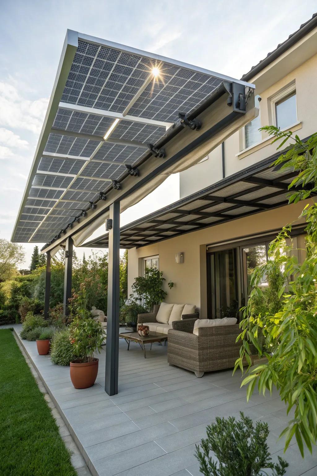 Embrace sustainability with a solar-powered awning.