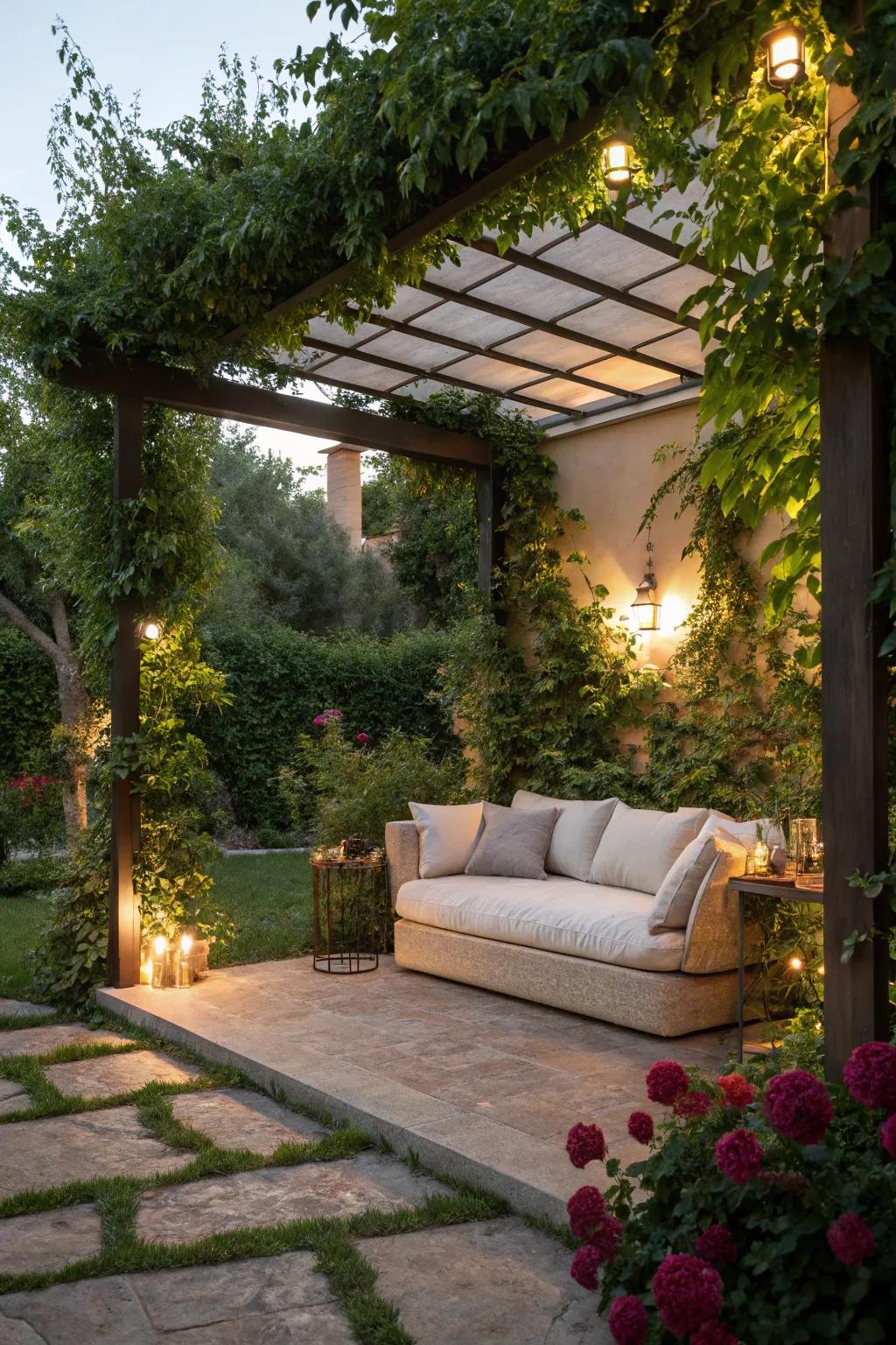 Couch nooks offer a cozy, shaded retreat in your backyard.