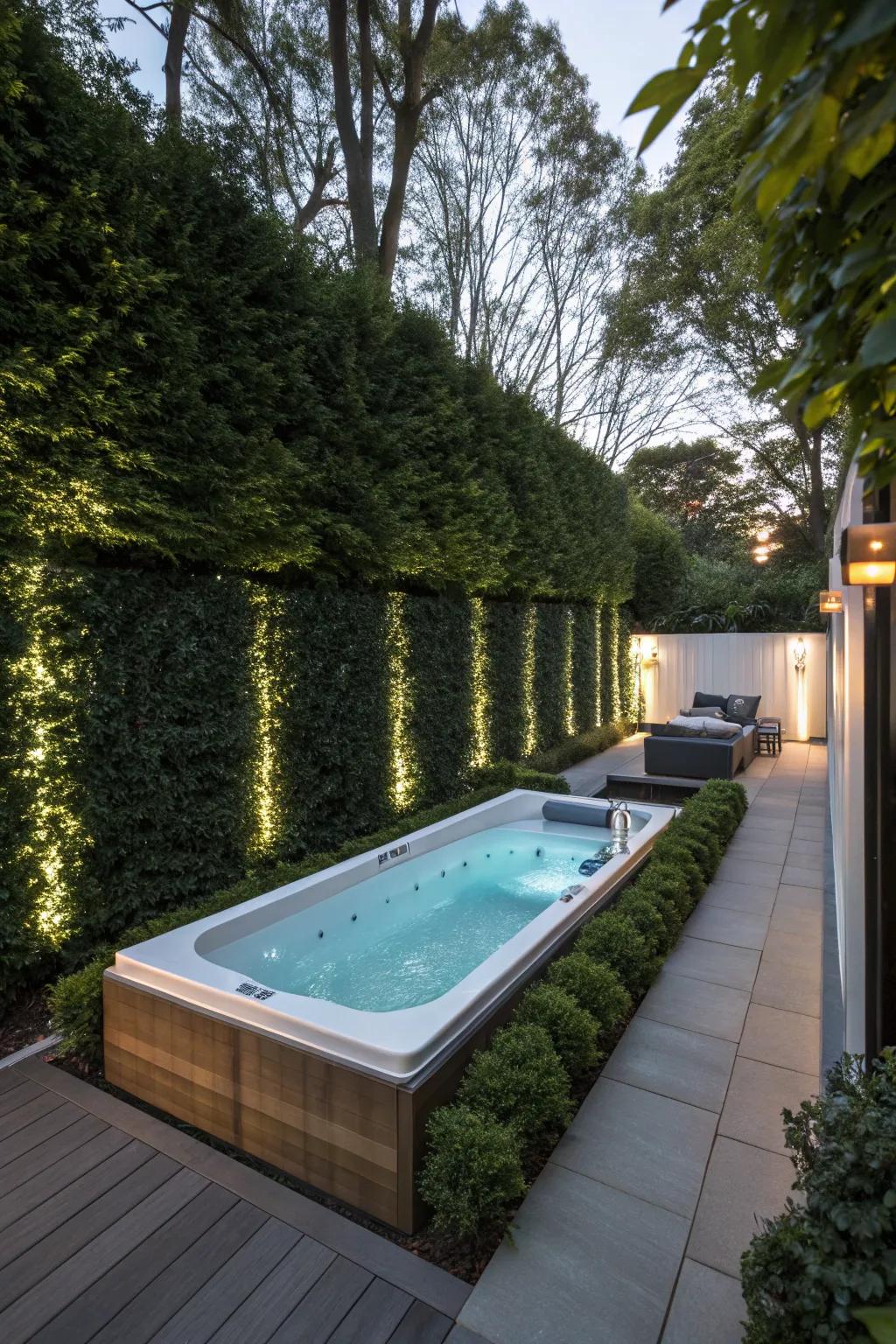 Privacy barriers can transform your swim spa area into a personal sanctuary.