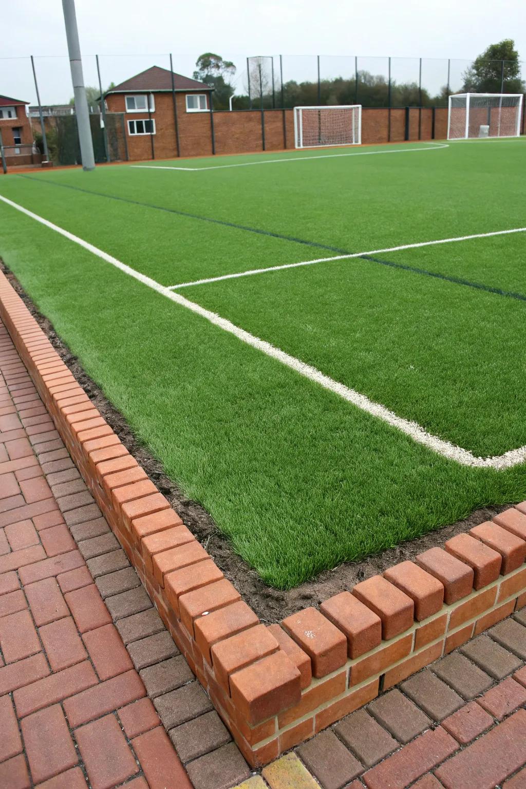 Crisp brick borders defining lush turf.