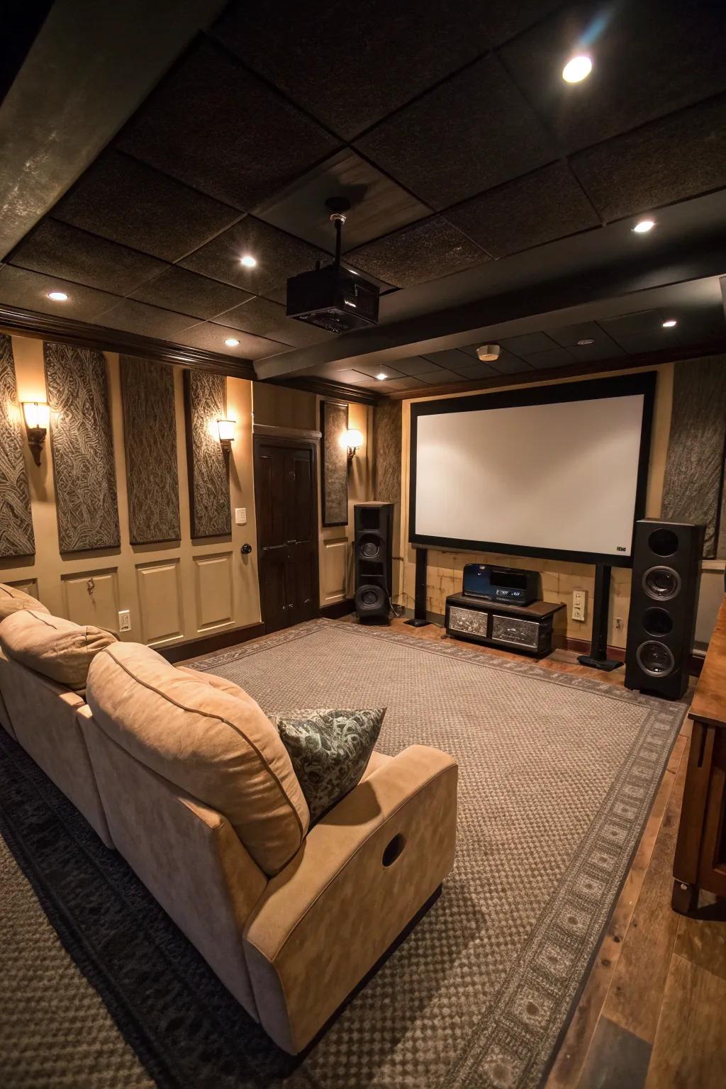 A surround sound system enhances the audio experience, making movie nights unforgettable.