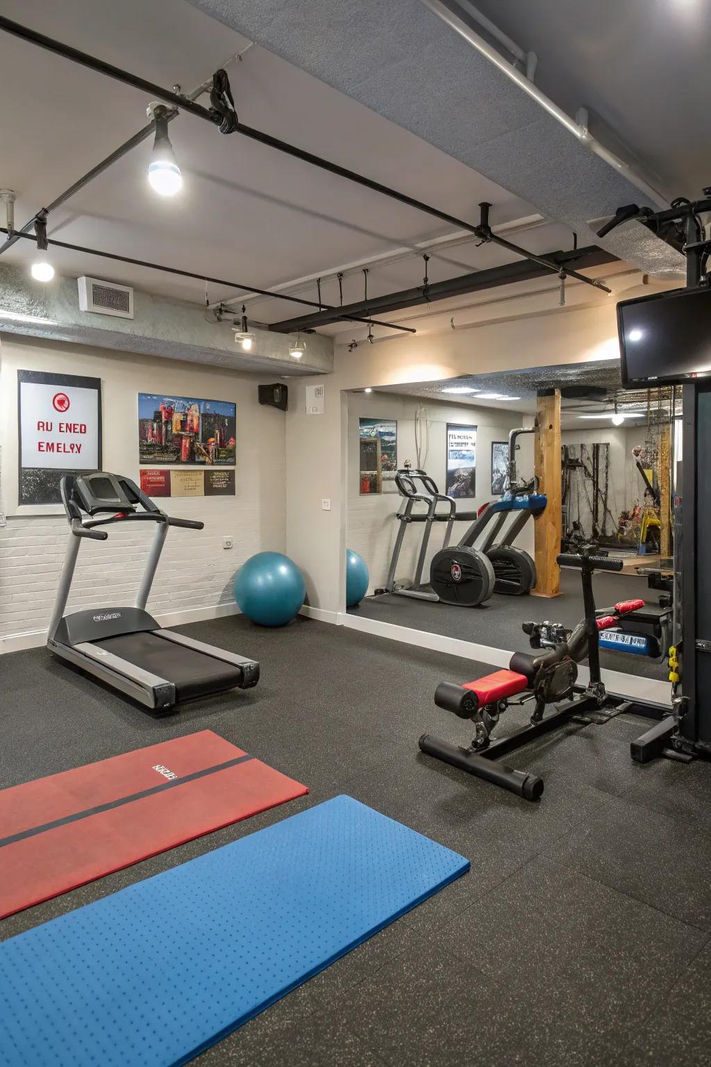 Create multi-functional zones for a comprehensive workout experience.