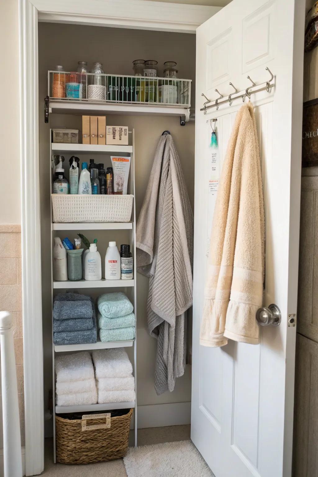 Utilize door space with practical racks.