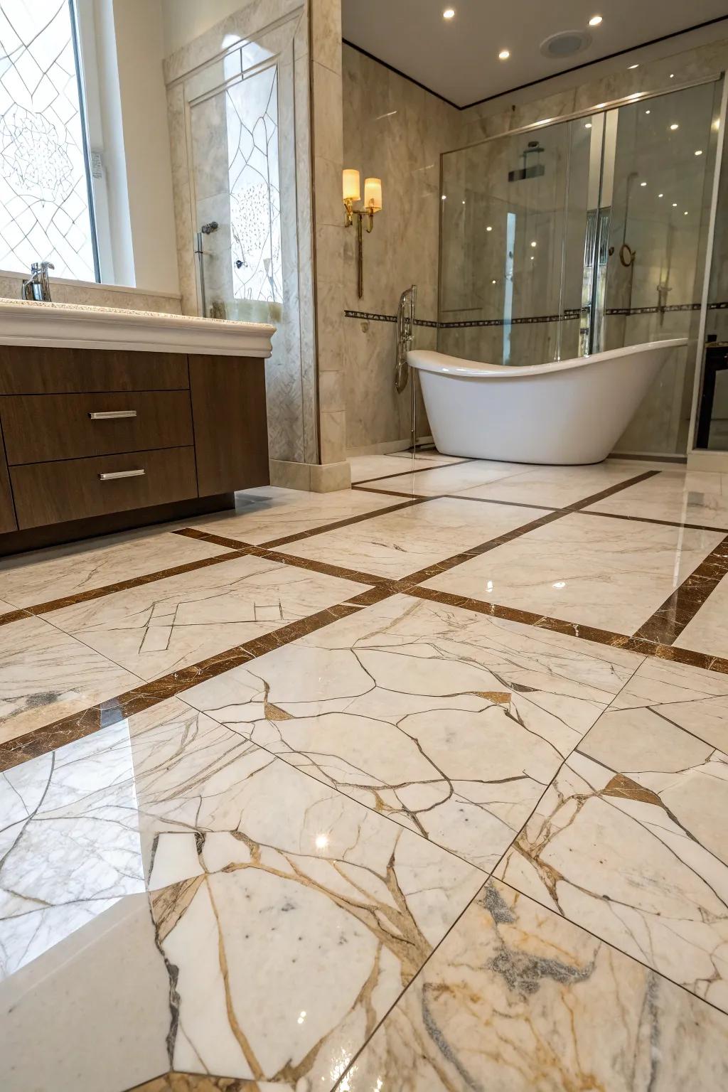 Marble tiles exemplify timeless luxury and elegance.