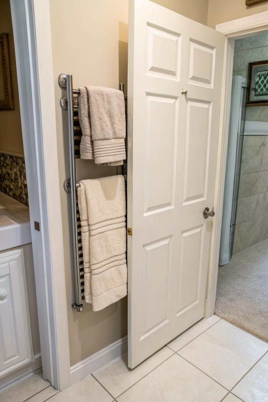 Over-the-door racks are ideal for saving space.