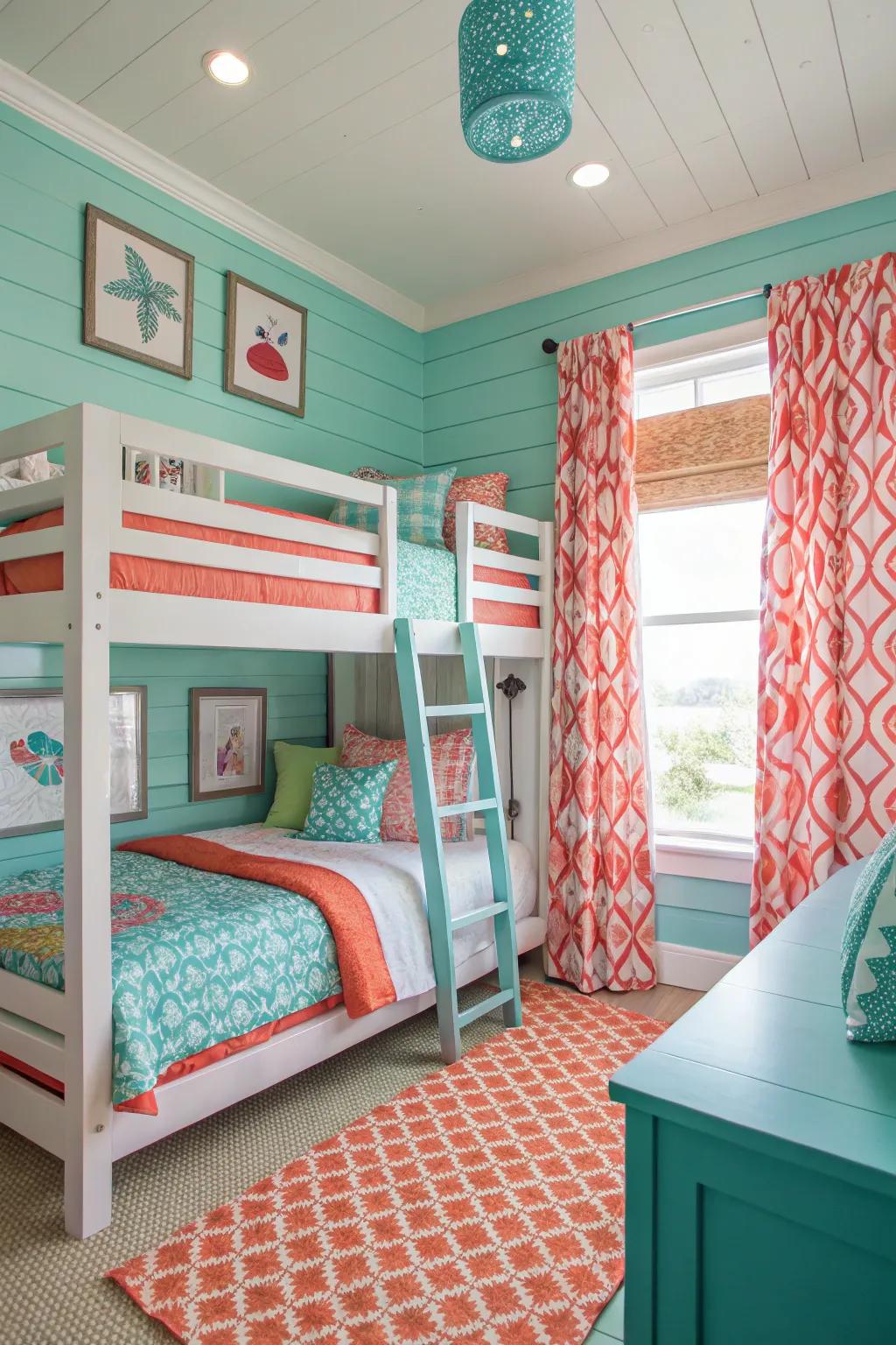 Add a splash of color with teal and coral accents.