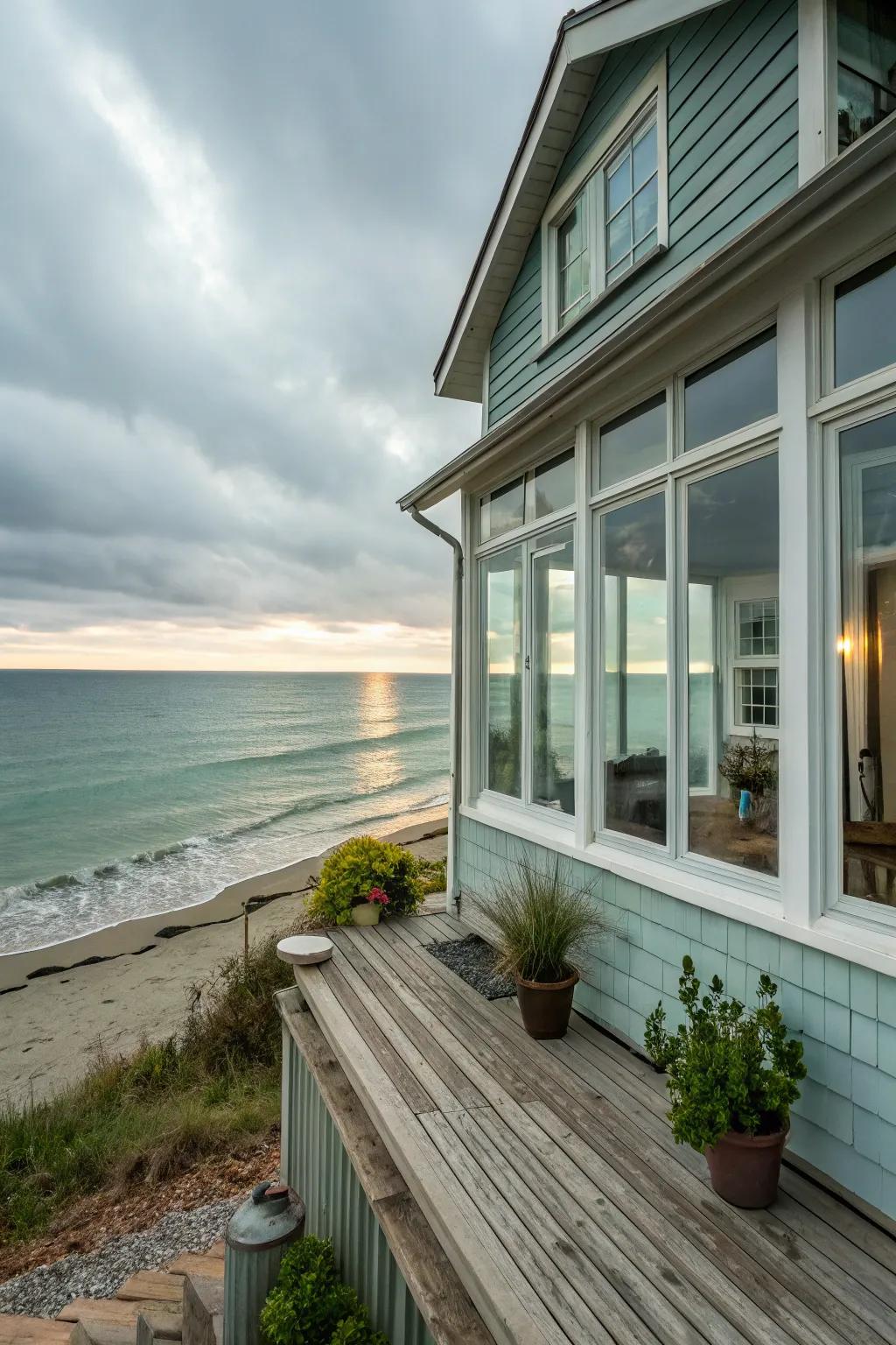 Expansive windows offer breathtaking views and a connection to the outdoors.