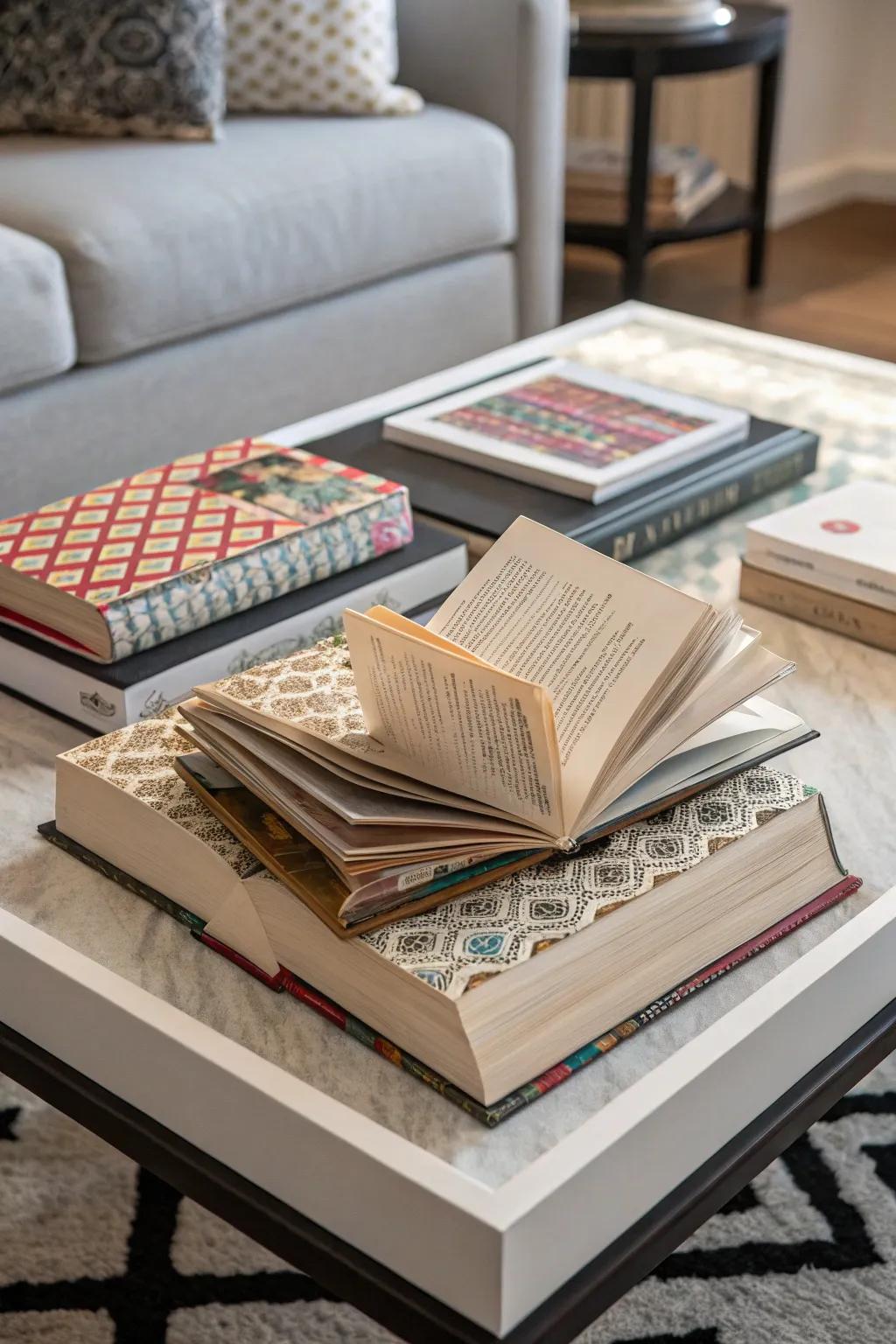 Interactive book jackets invite touch and curiosity.
