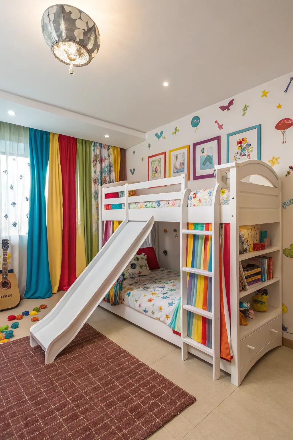 A vibrant, playful bunk room perfect for sparking children's imaginations.