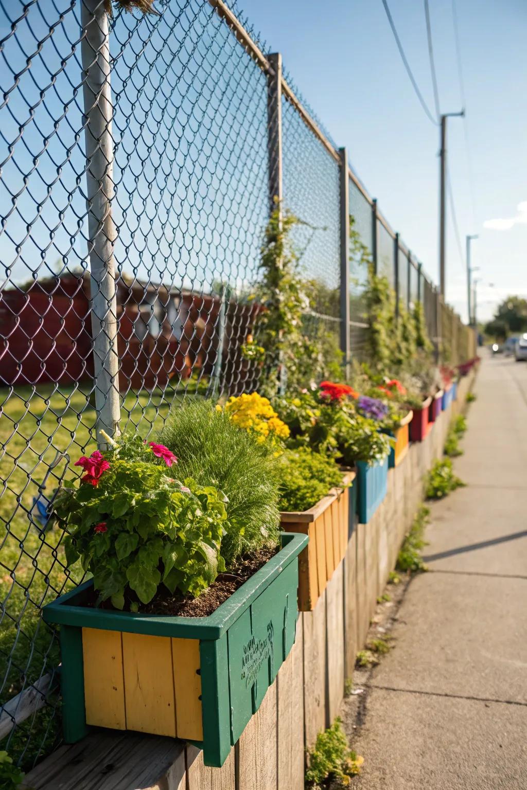 Planter boxes add life and color to your fence.