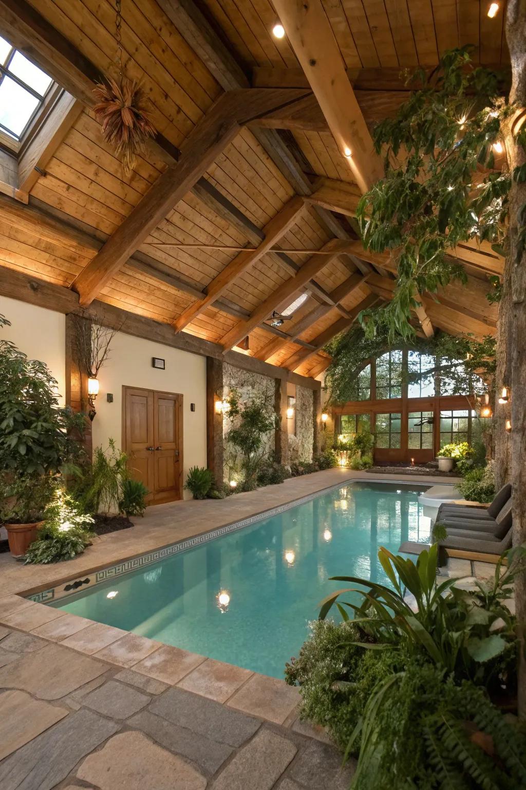 Wooden elements bring warmth and character to your pool space.