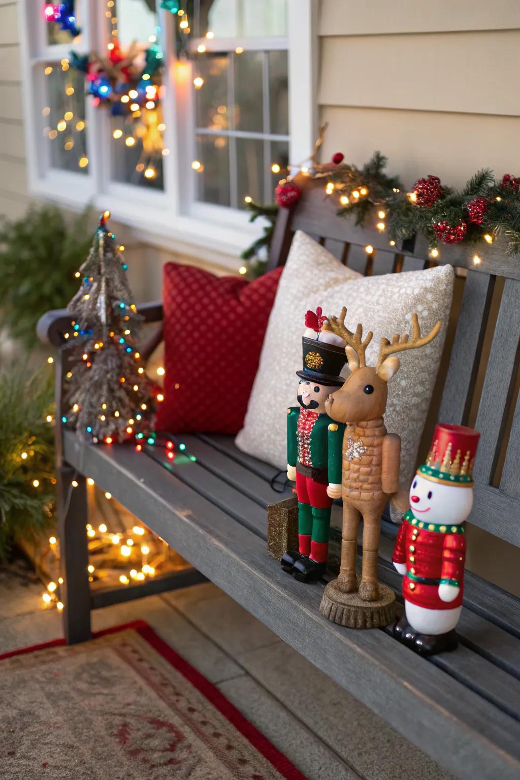 Holiday figurines add whimsy to your bench setup.