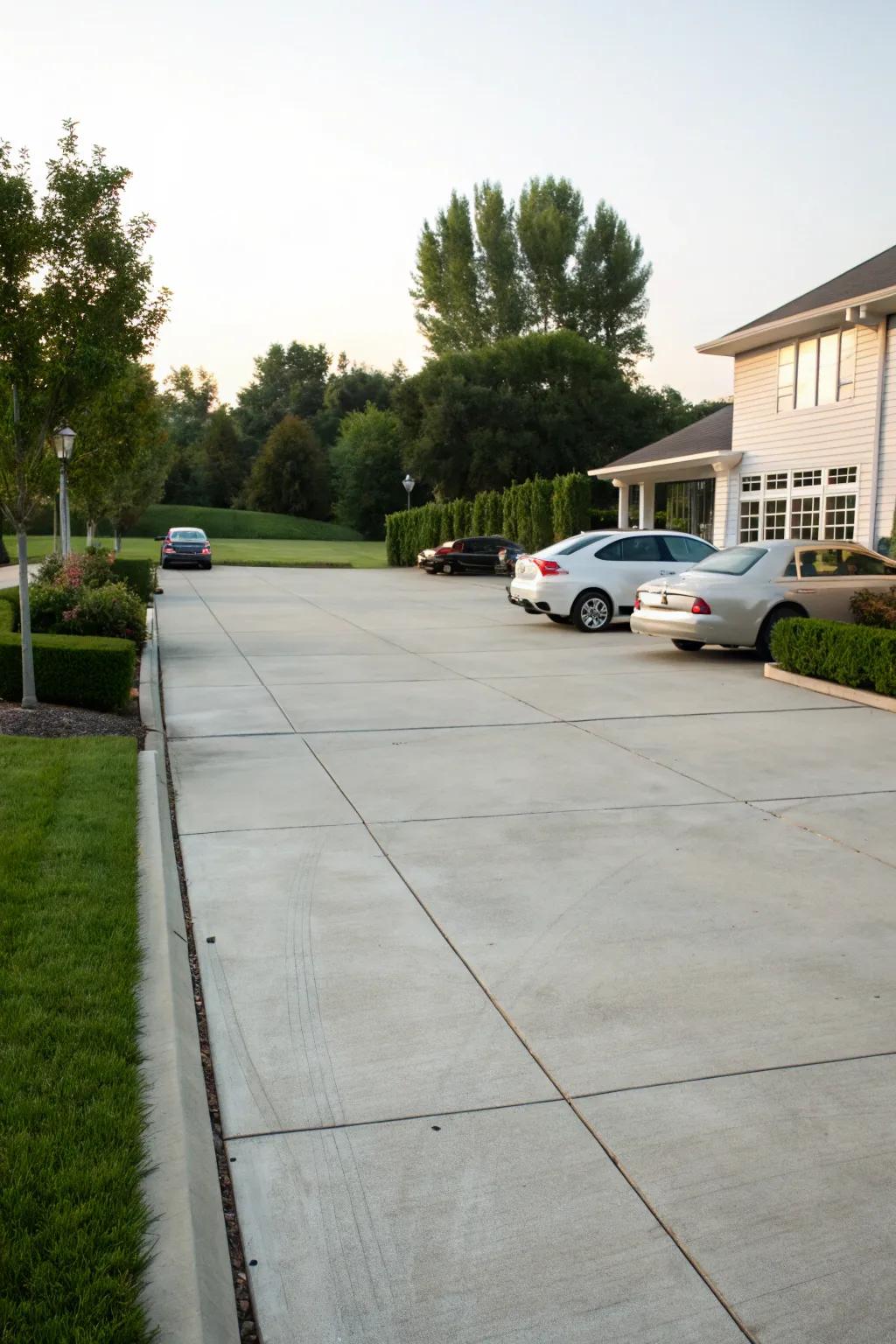 A wide driveway that marries functionality with impressive curb appeal.