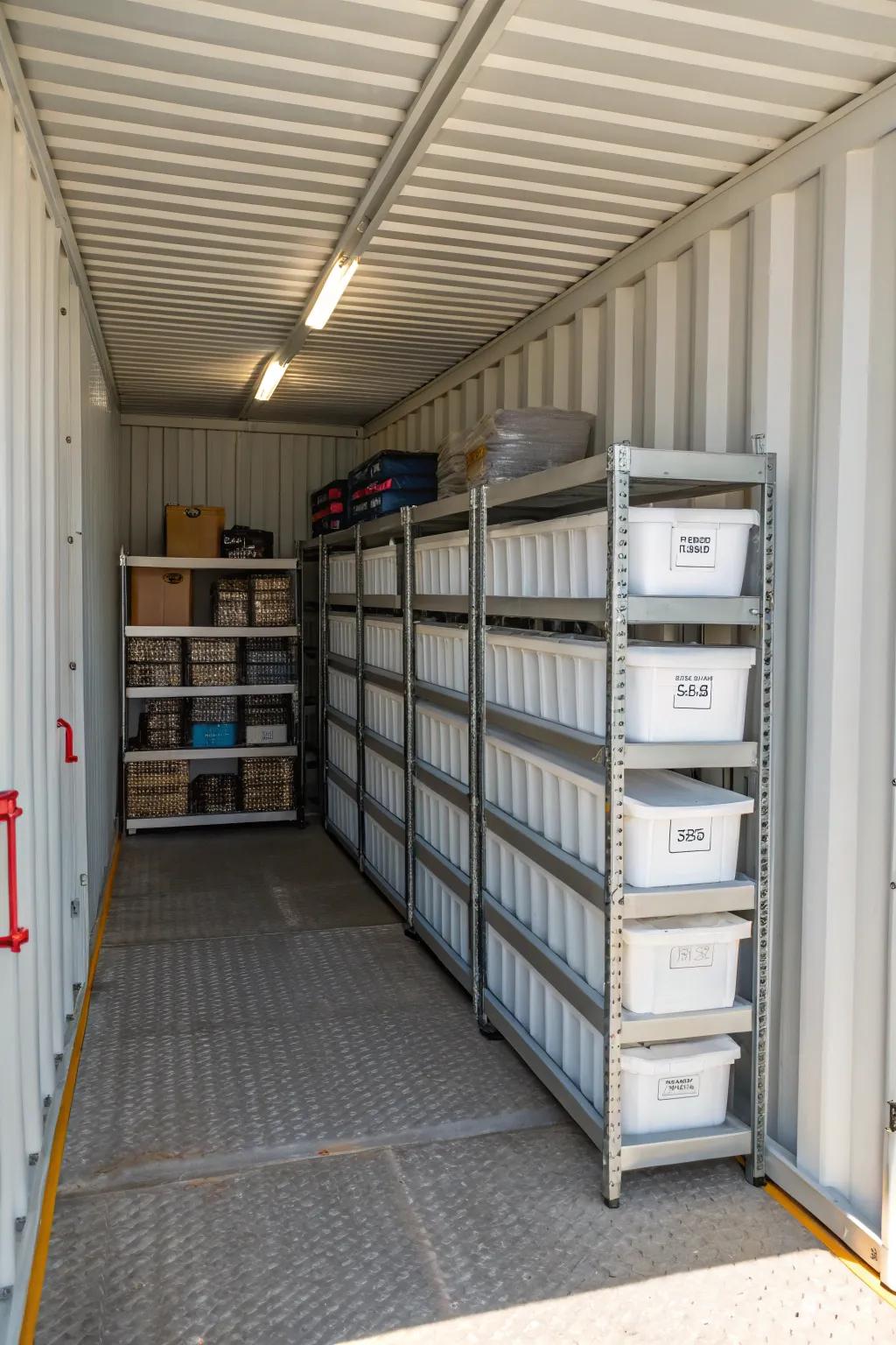 Efficient indoor storage solutions keep your container tidy and functional.